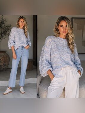 NEW! L Space Ojai Pullover Sweater Cable Chunky Knit Cropped Pastel Multicolor S